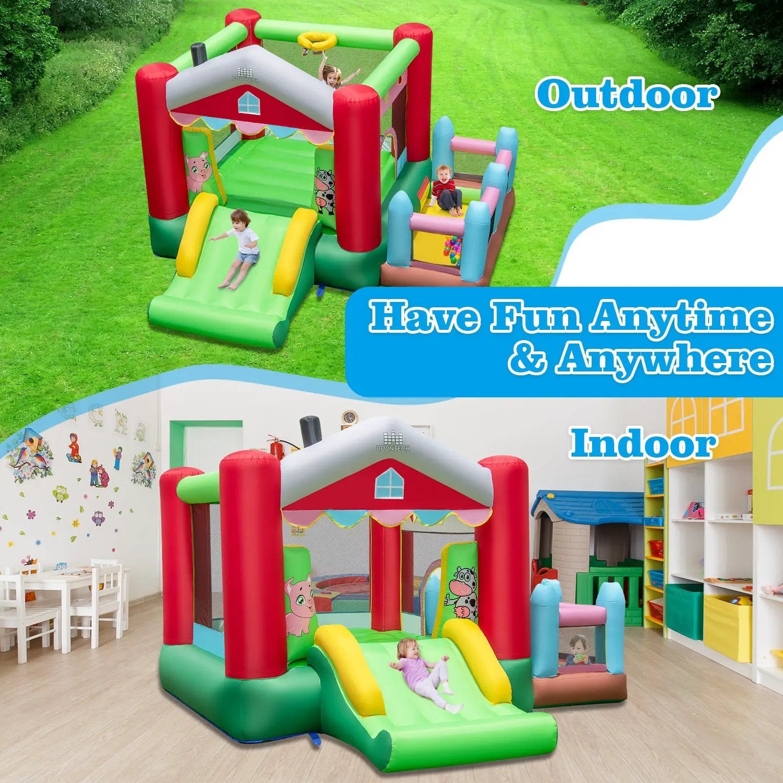 4-in-1 Inflatable Bounce House with Basketball Hoop and 480W Blower by DirectDeals