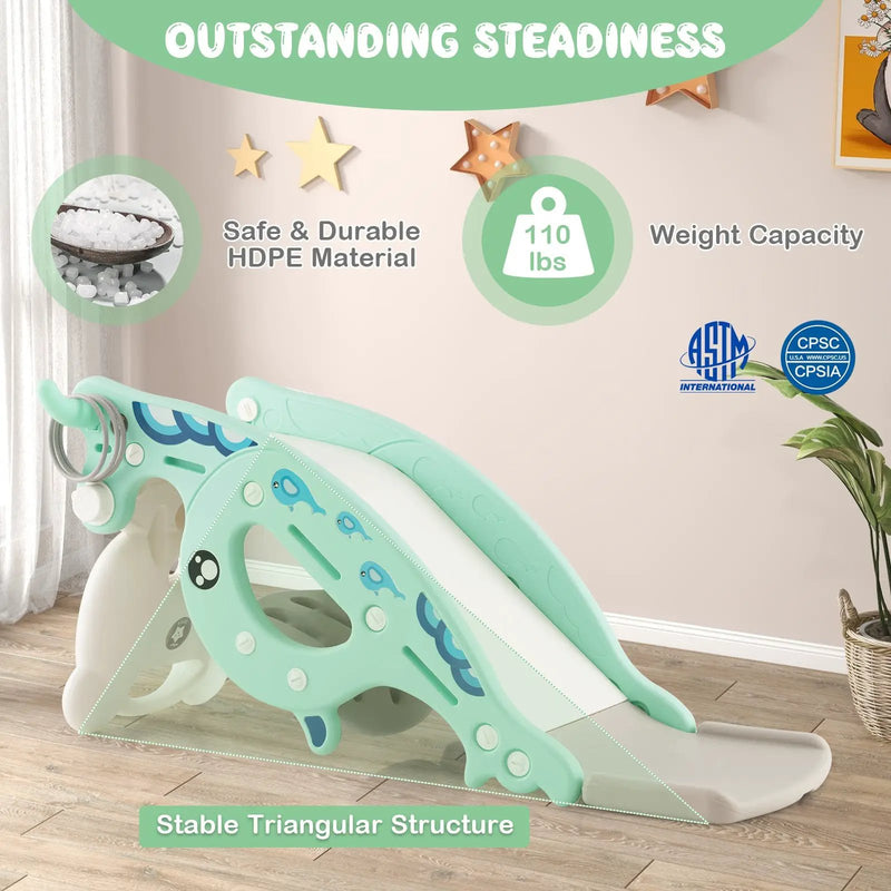 4-in-1 Kids Slide Rocking Horse with Basketball and Ring Toss by DirectDeals