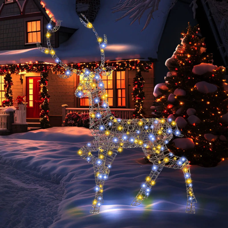 4.6 Feet Pre-Lit Christmas Reindeer with 170 Cold and Warm LED Lights by DirectDeals