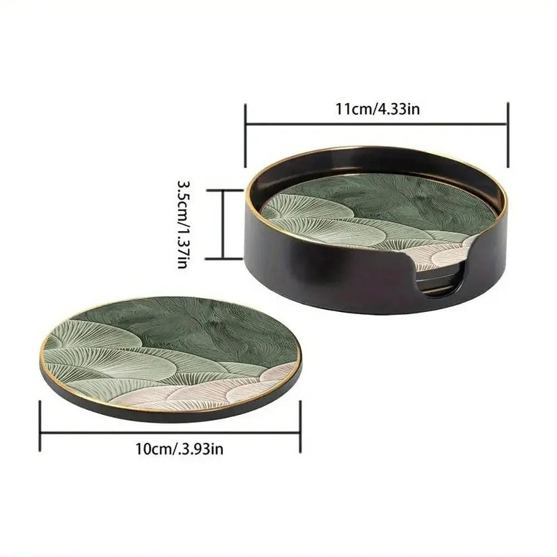 4pcs Green and White Layered Glass Coasters - Anti-Slip, Heat-Resistant, Waterproof Table Protectors for Home, Office, Cafe, Bar, Restaurant - Perfect for Afternoon Tea, Parties, Birthdays, Weddings, Party Tableware | Decorat by House Of Avana
