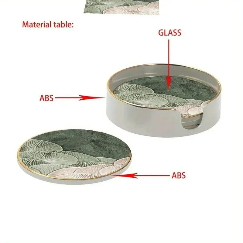 4pcs Green and White Layered Glass Coasters - Anti-Slip, Heat-Resistant, Waterproof Table Protectors for Home, Office, Cafe, Bar, Restaurant - Perfect for Afternoon Tea, Parties, Birthdays, Weddings, Party Tableware | Decorat by House Of Avana