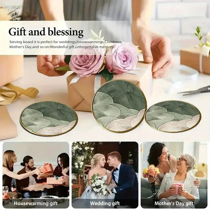 4pcs Green and White Layered Glass Coasters - Anti-Slip, Heat-Resistant, Waterproof Table Protectors for Home, Office, Cafe, Bar, Restaurant - Perfect for Afternoon Tea, Parties, Birthdays, Weddings, Party Tableware | Decorat by House Of Avana