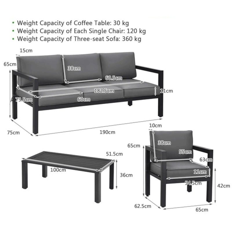 Alora 4-Piece Premium Outdoor Aluminum Furniture Set For Backyard & Poolside (SAK73532) by SAKSBY WHOLESALE