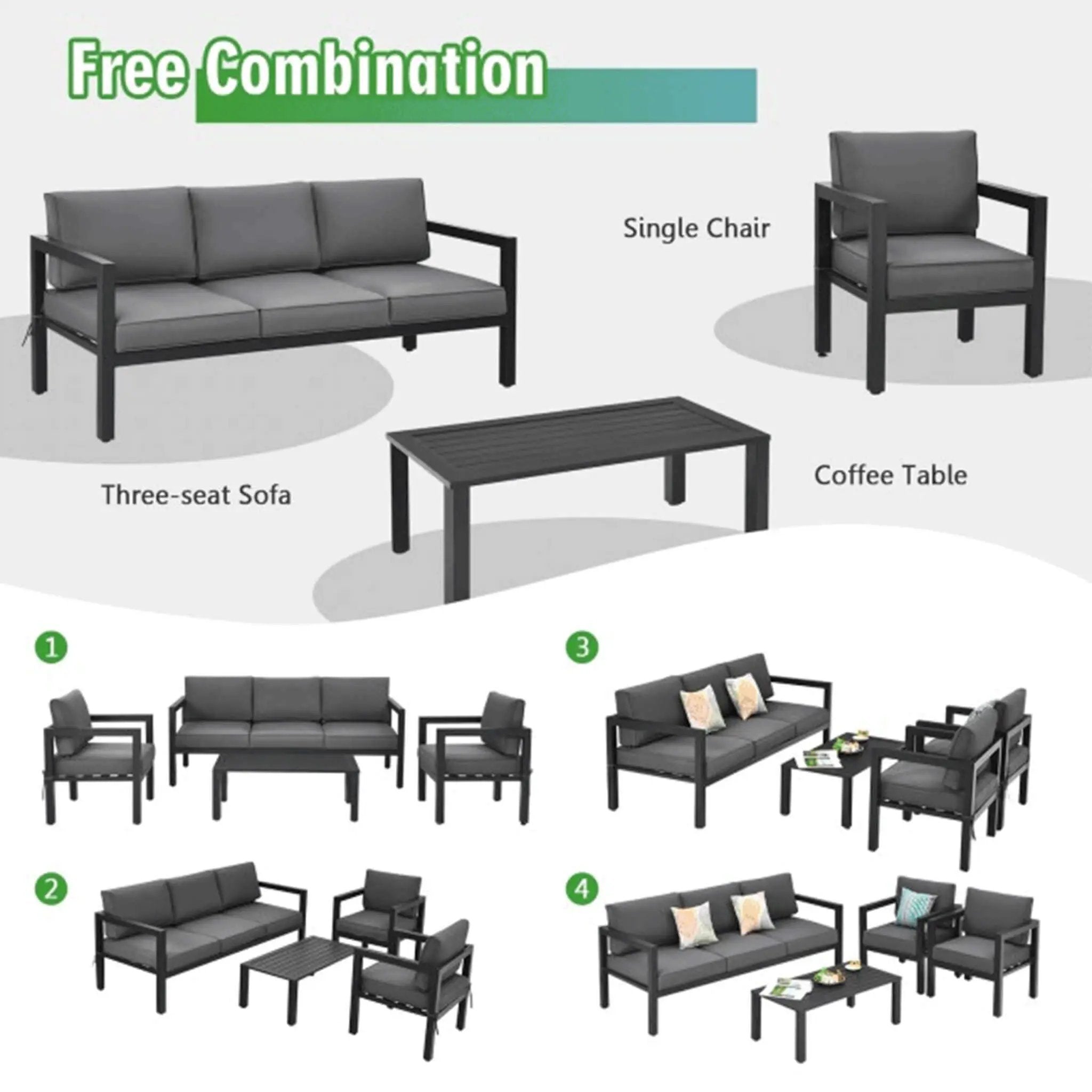 Alora 4-Piece Premium Outdoor Aluminum Furniture Set For Backyard & Poolside (SAK73532) by SAKSBY WHOLESALE