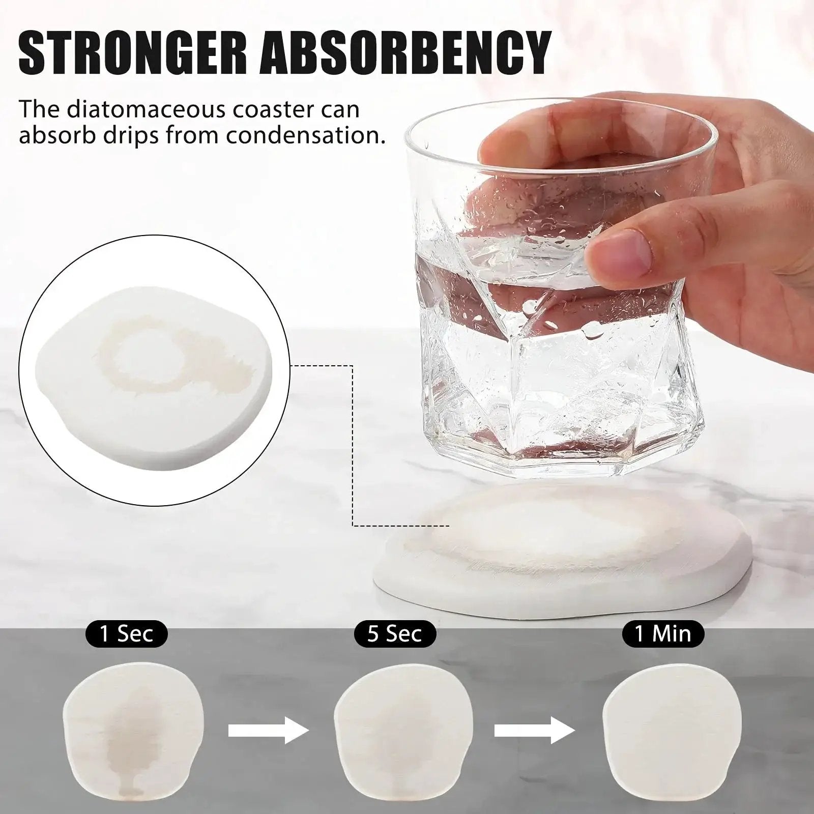 4pcs Waterproof Quick-Dry Coaster Set, Coffee Bar Desk Decor Essential, Stone Design Repels Stains, Fashion Life Gift Choice by House Of Avana