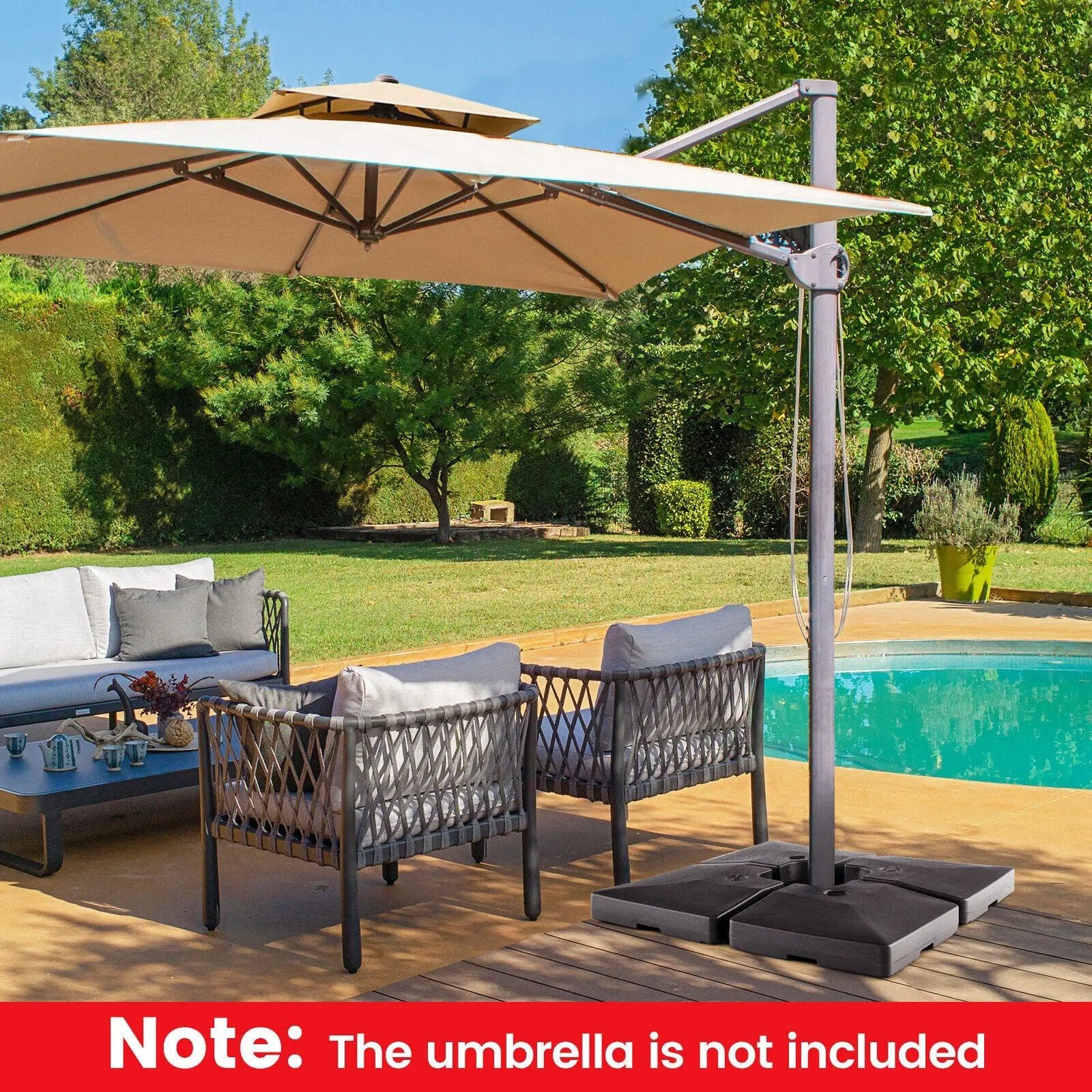 4-Piece 20L Cantilever Offset Patio Umbrella Base by DirectDeals