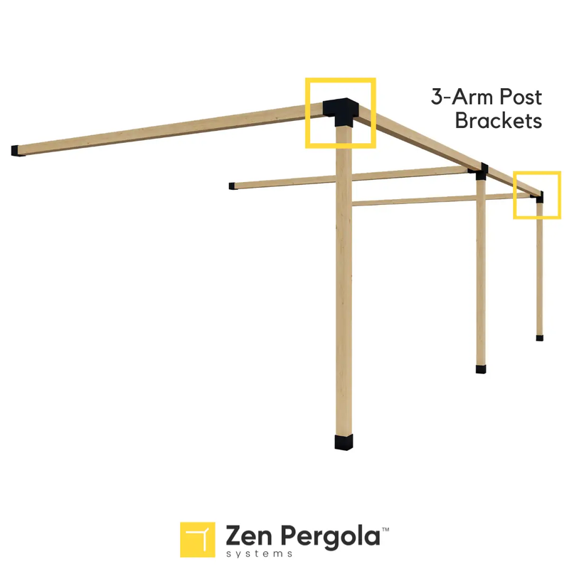 Pergola 3-Arm Post Bracket (for 4x4 Wood Posts) by Zen Pergolas