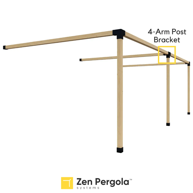 Pergola 4-Arm Post Bracket (for 4x4 Wood Posts) by Zen Pergolas