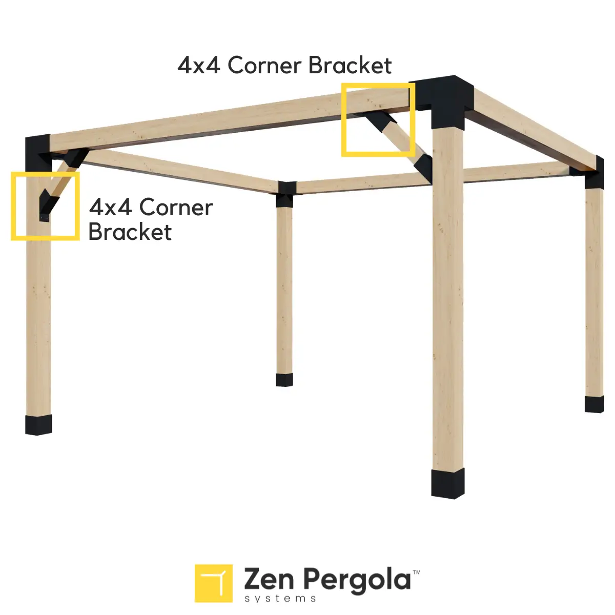 Pergola Support Bracket (for 4x4 Wood Posts) by Zen Pergolas