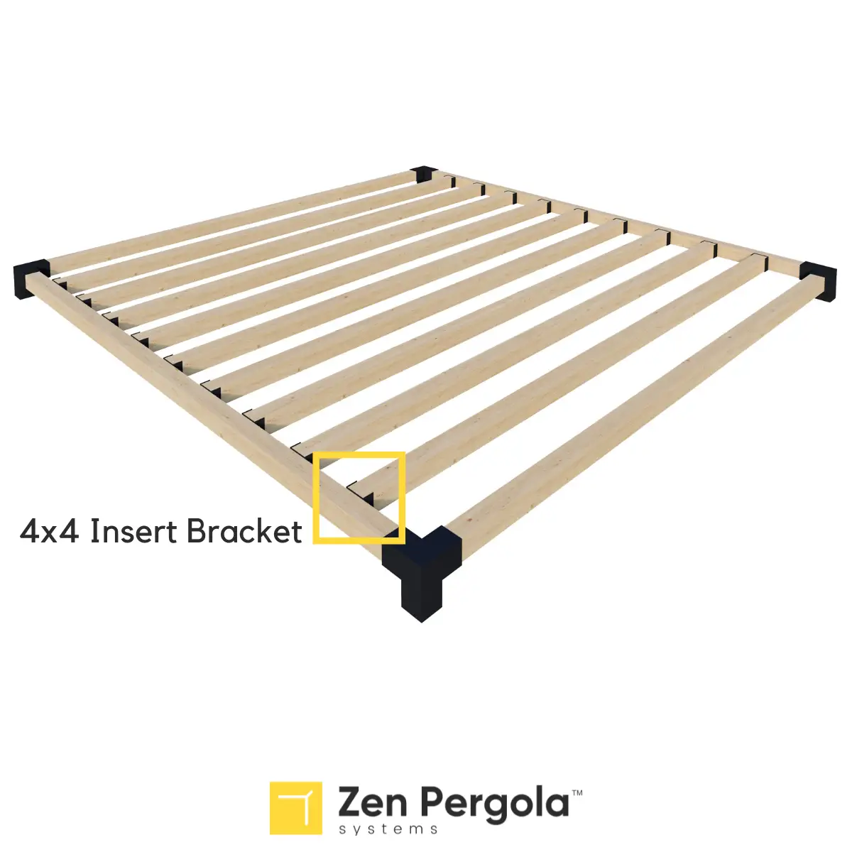 Pergola Insert Bracket (for 4x4 Wood Posts) by Zen Pergolas