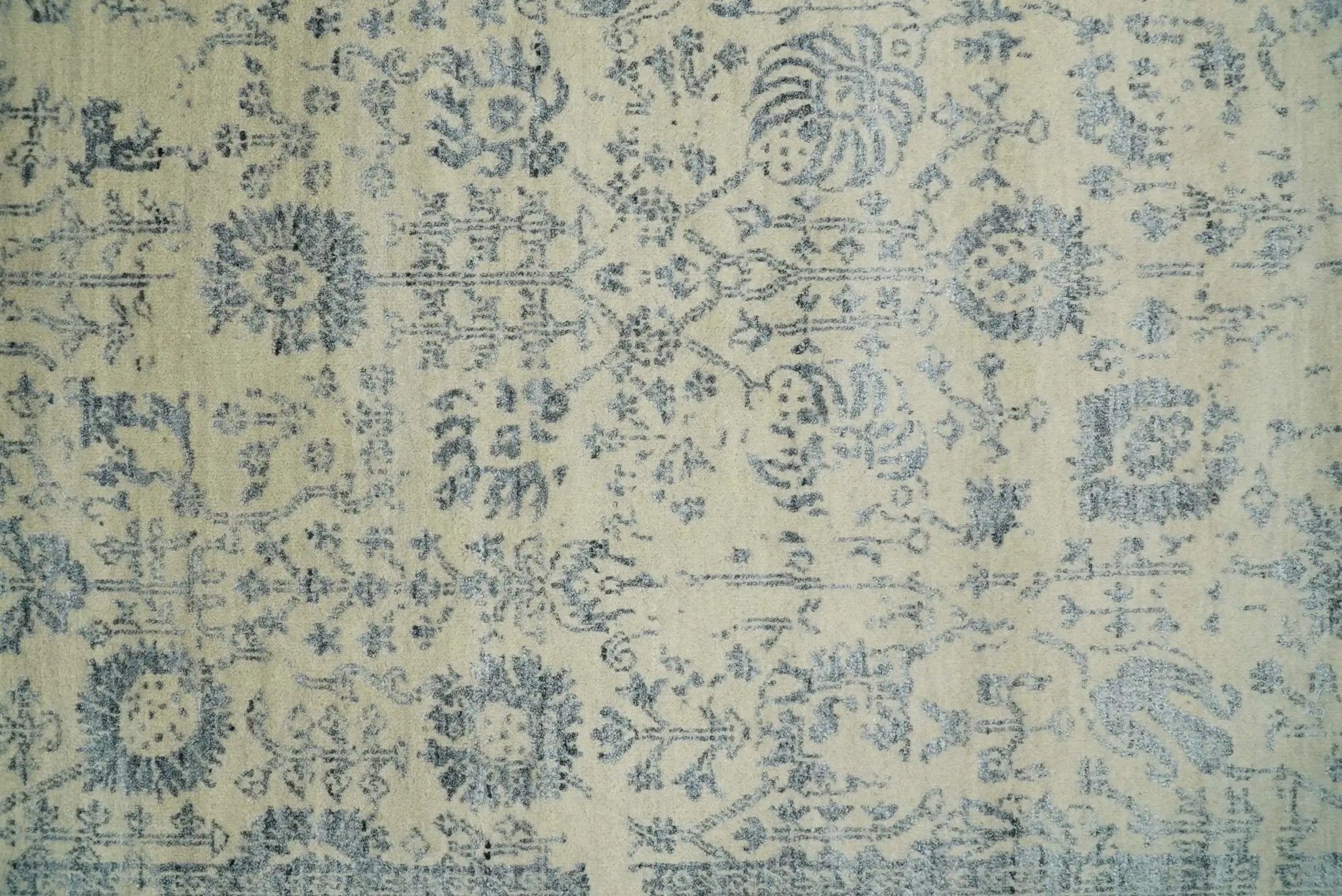 4x6 Fine Hand Knotted Beige and Gray Traditional Vintage Persian Style Antique Wool and Silk Rug | AGR14 by The Rug Decor