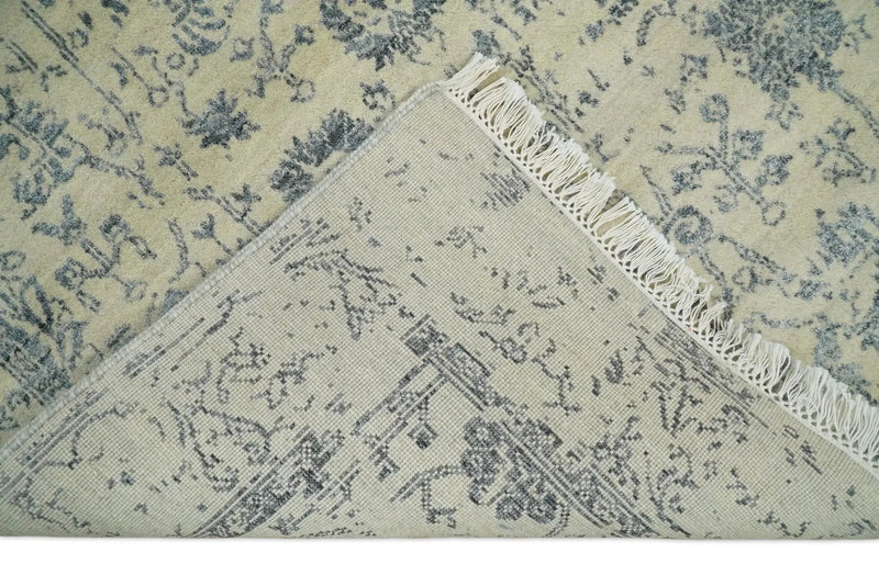 4x6 Fine Hand Knotted Beige and Gray Traditional Vintage Persian Style Antique Wool and Silk Rug | AGR14 by The Rug Decor