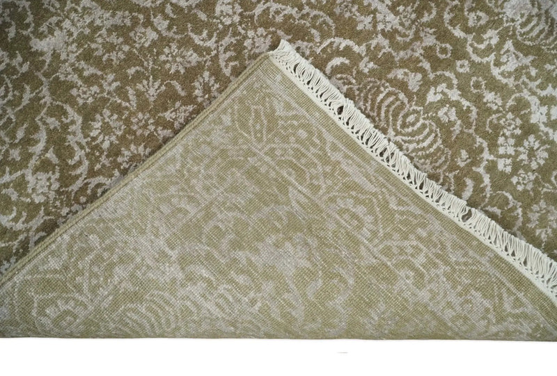 4x6 Fine Hand Knotted Olive and Silver Traditional Vintage Persian Style Antique Wool and SIlk Rug | AGR16 by The Rug Decor