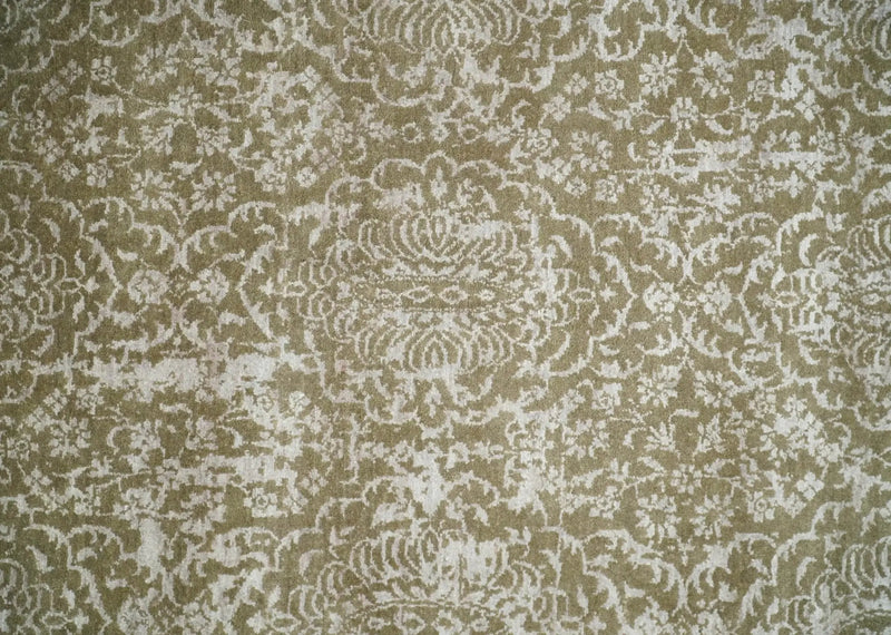 4x6 Fine Hand Knotted Olive and Silver Traditional Vintage Persian Style Antique Wool and SIlk Rug | AGR16 by The Rug Decor