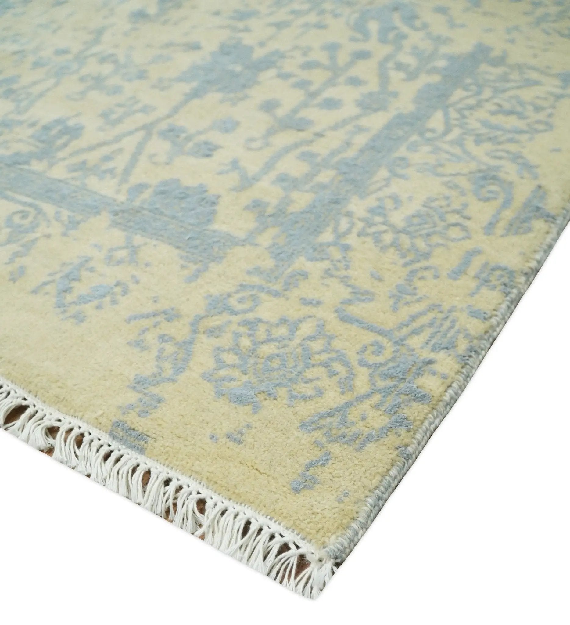 4x6 Fine Hand Knotted Gold and Silver Traditional Persian Style Antique Wool and Silk Rug by The Rug Decor