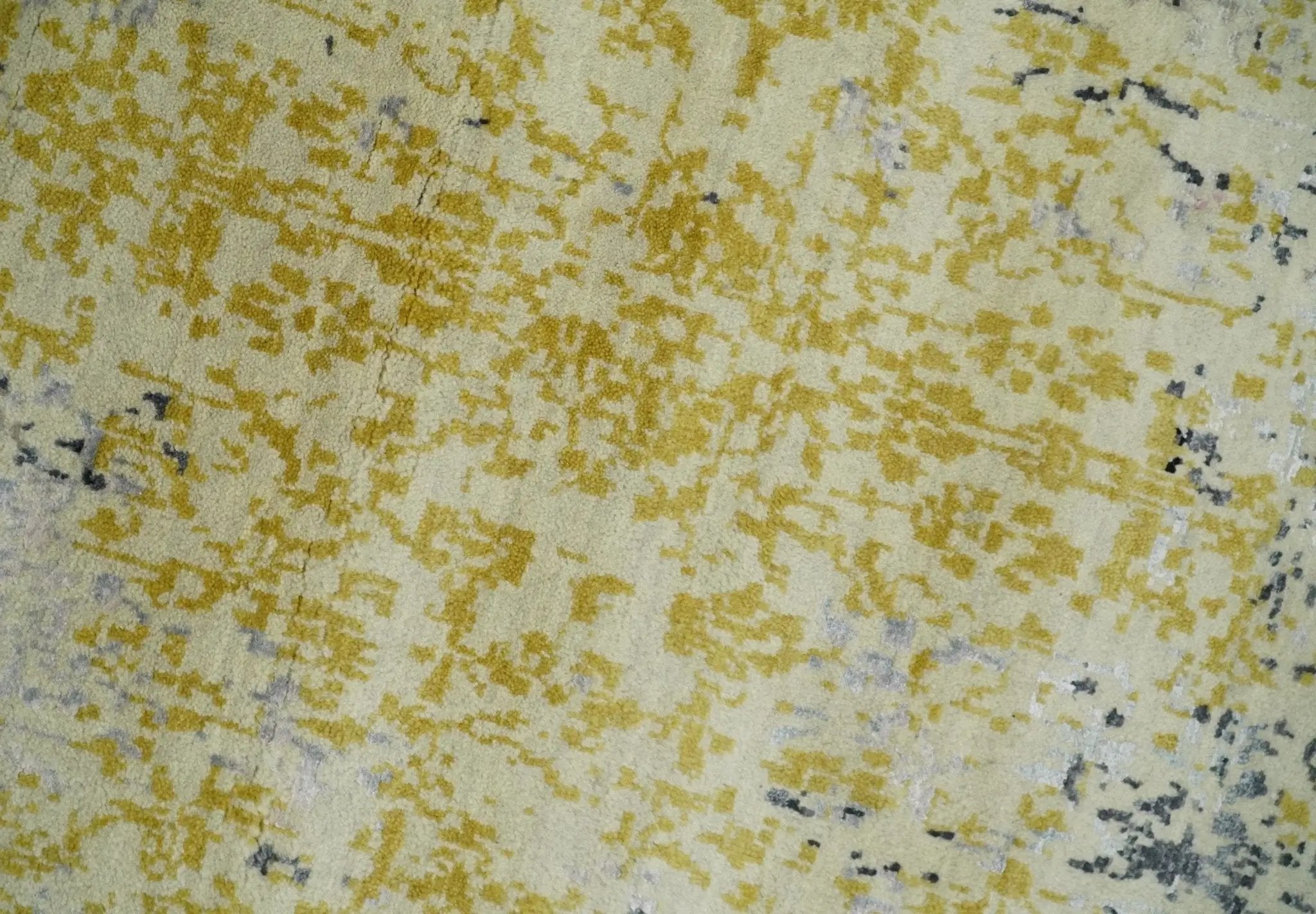 4x6 Fine Hand Knotted Gold, Gray and Ivory Modern Abstract Wool and SIlk Area Rug | AGR17 by The Rug Decor