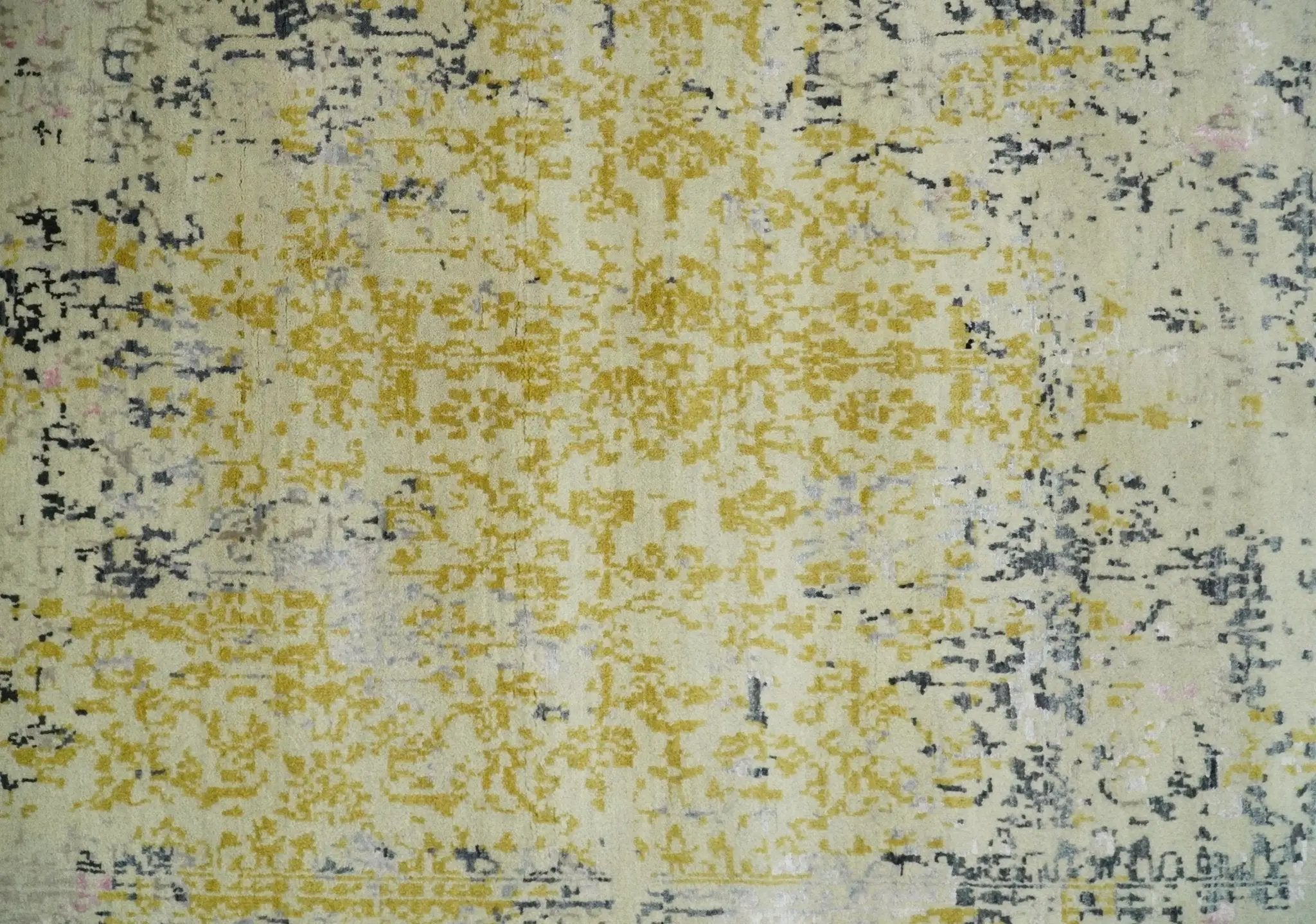 4x6 Fine Hand Knotted Gold, Gray and Ivory Modern Abstract Wool and SIlk Area Rug | AGR17 by The Rug Decor