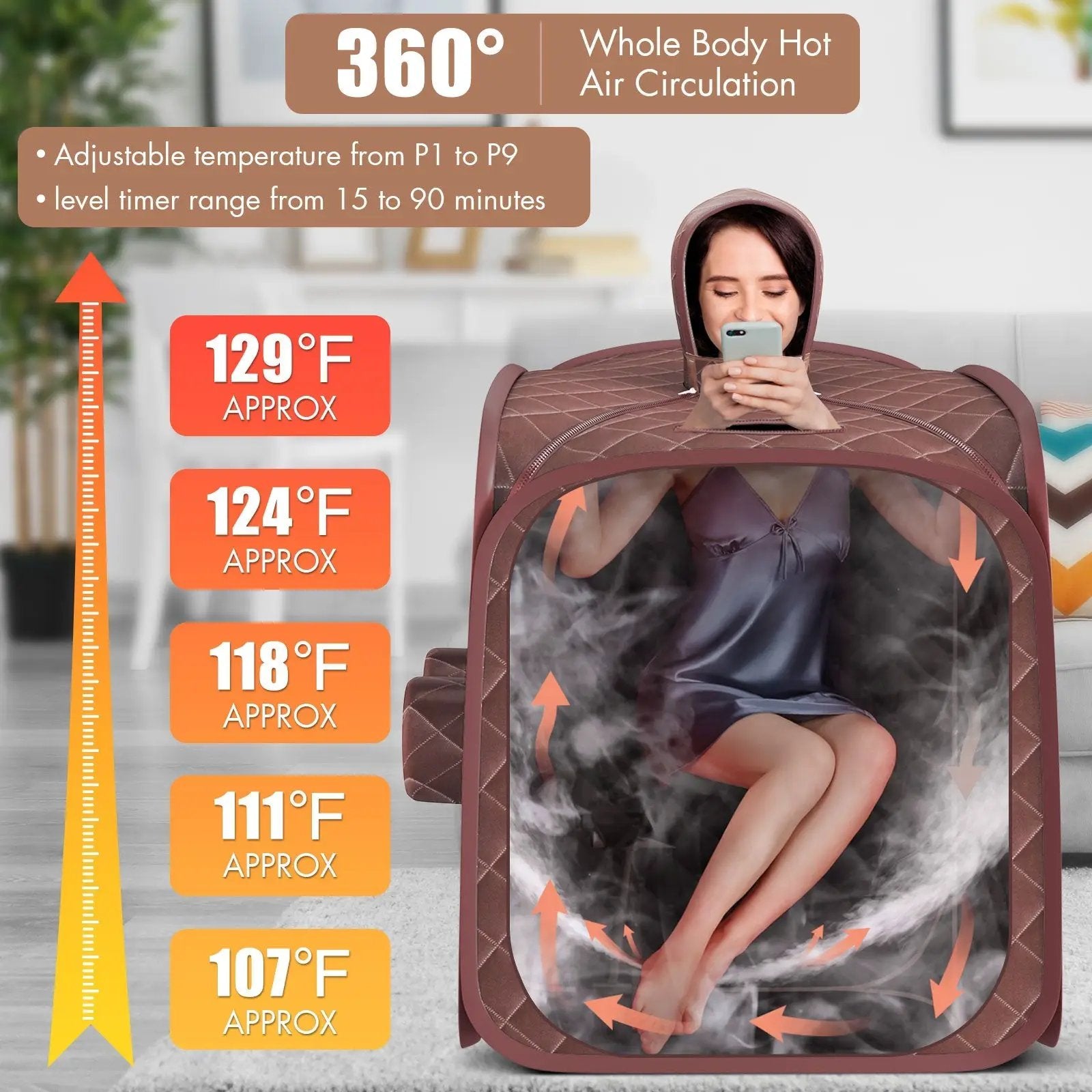 800W 2 Person Portable Steam Sauna Tent SPA with Hat Side Holes 3L Steamer by DirectDeals