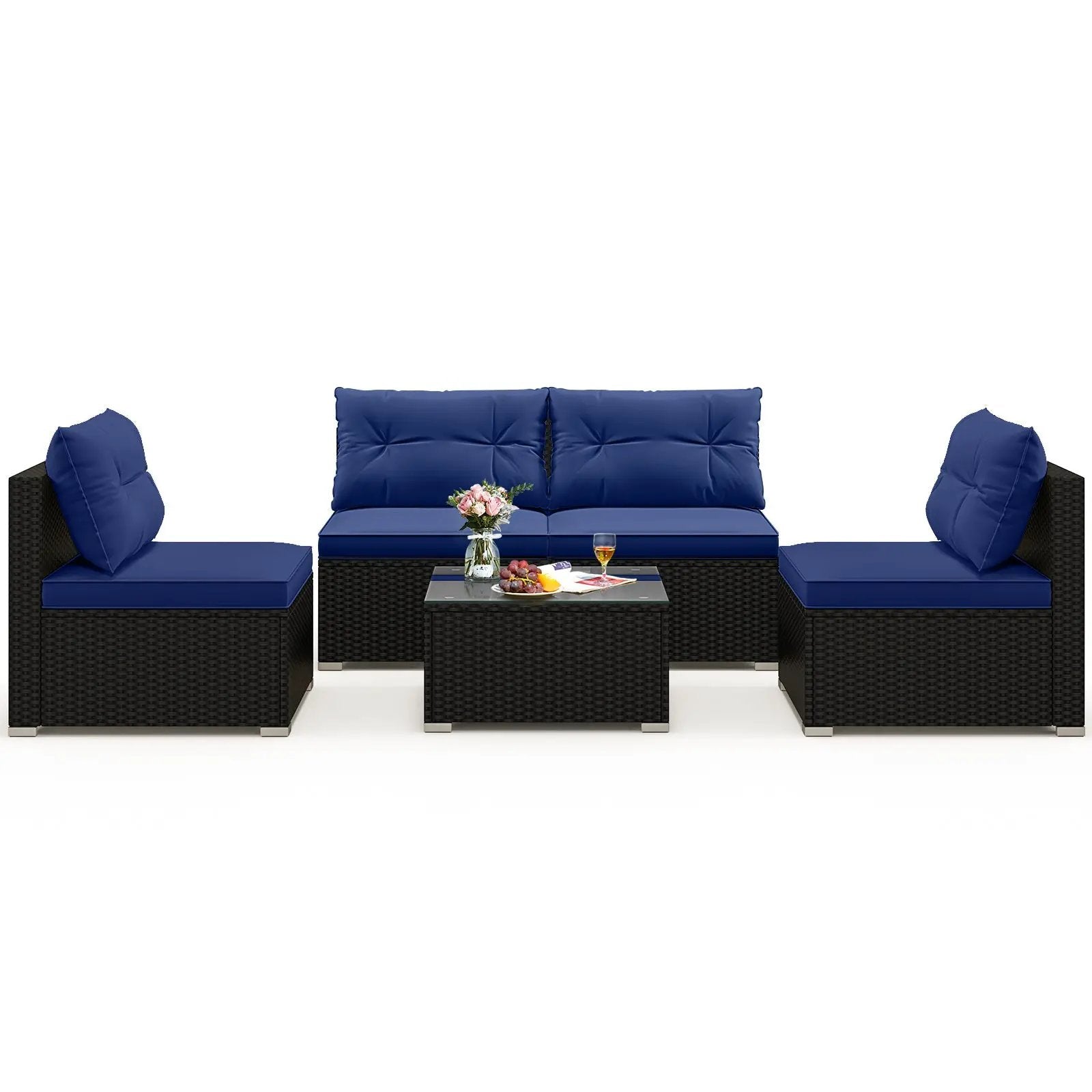 5-Piece Outdoor Patio Furniture Set with Cushions and Coffee Table by DirectDeals