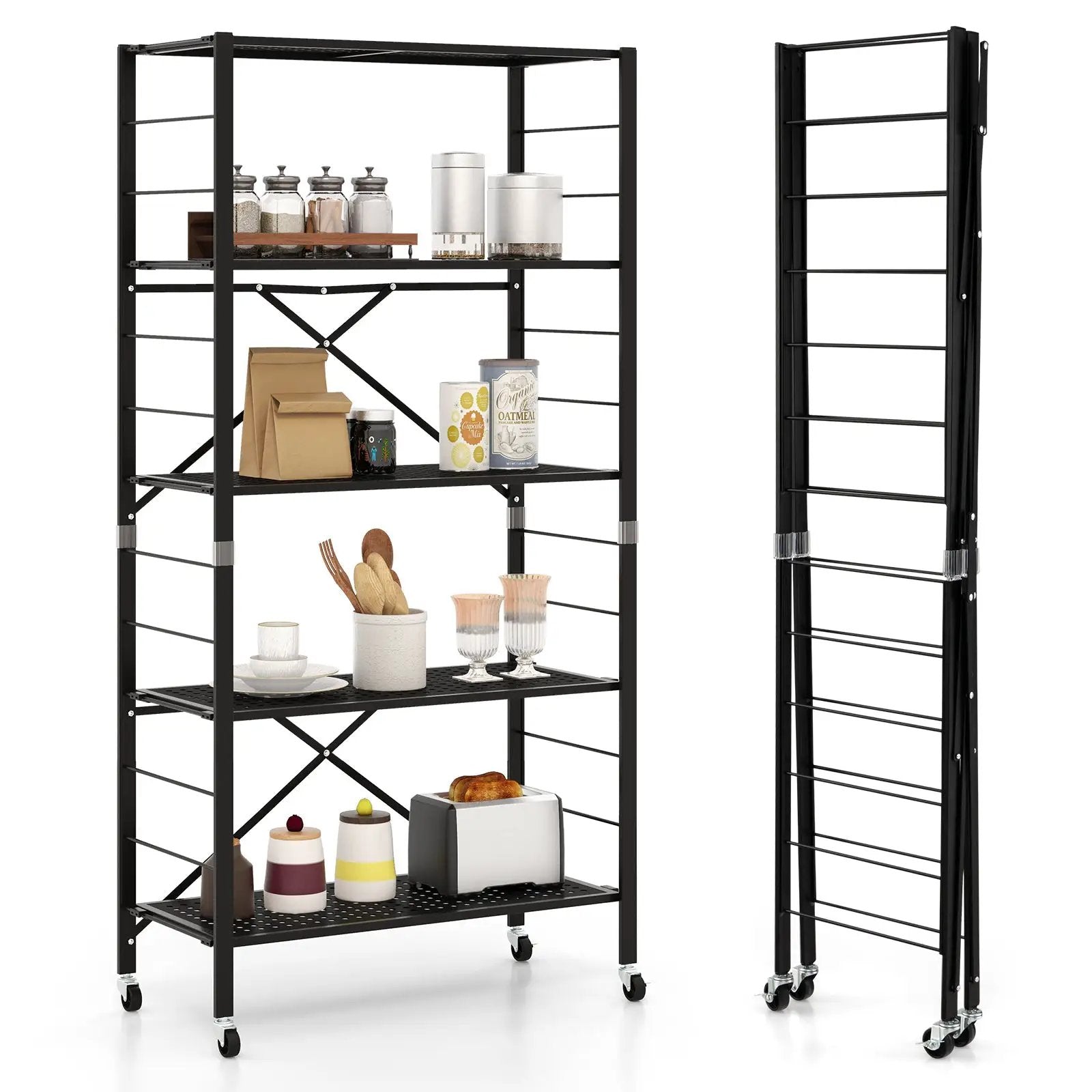 5-Tier Adjustable Shelves with Wheels for Garage Kitchen Balcony by DirectDeals