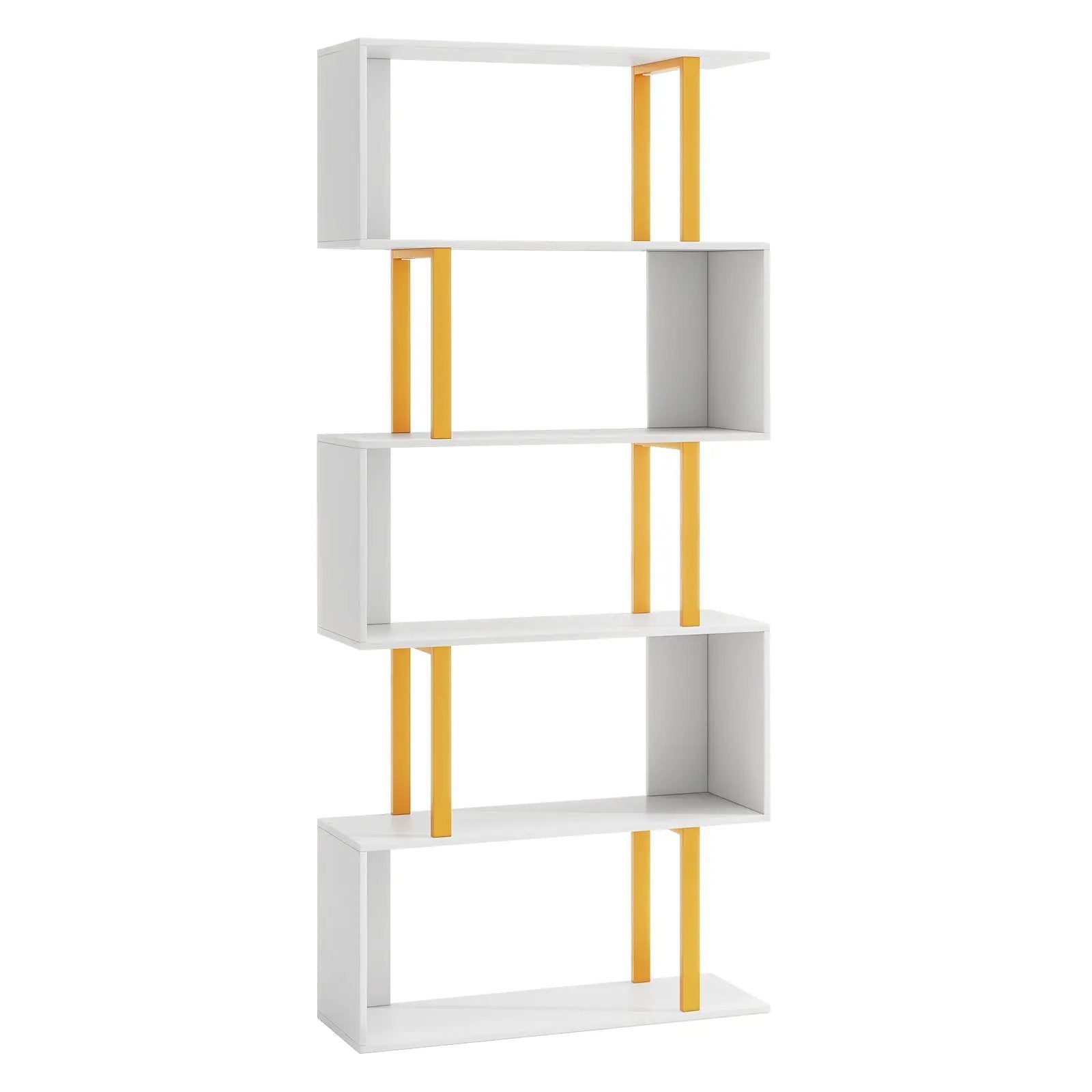 5-Tier/6-Tier Geometric Bookcase with Metal Frame and Anti-tipping Kits by DirectDeals