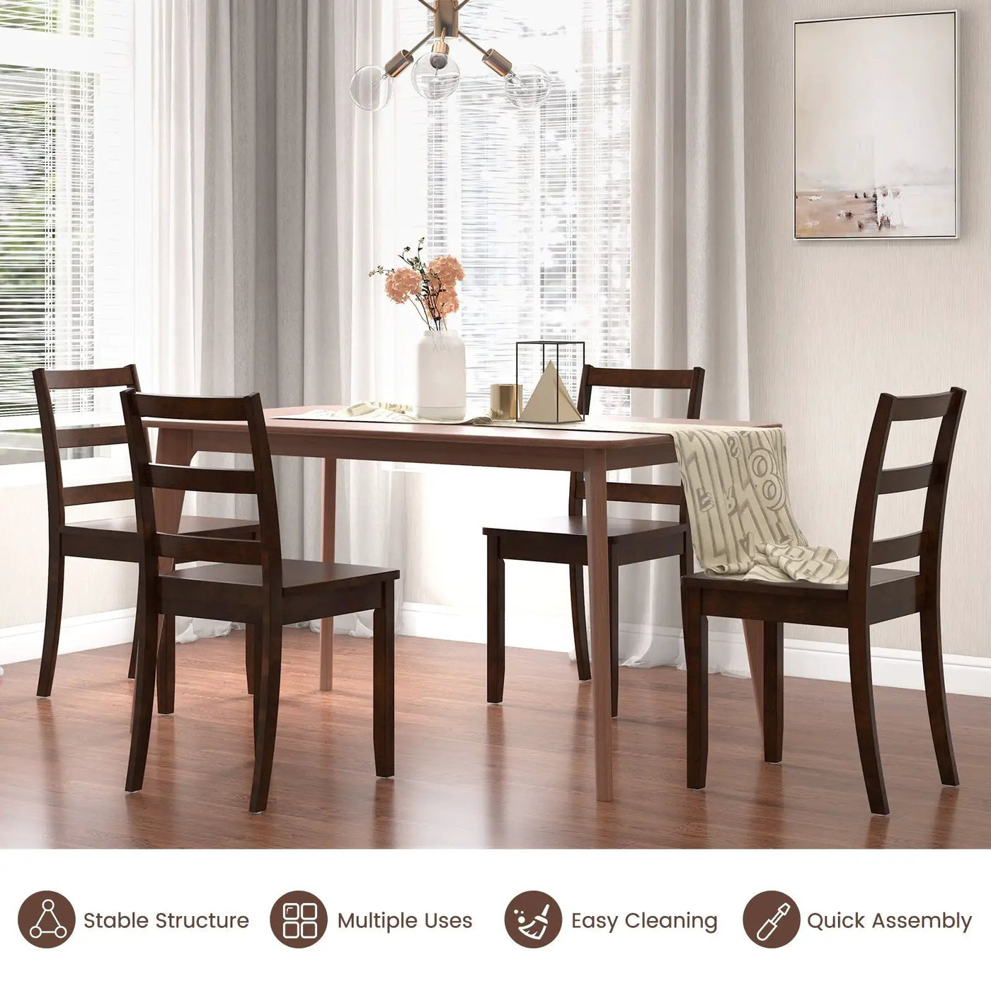 Set of 2 Wood Dining Chairs with Solid Rubber Wood Legs by DirectDeals