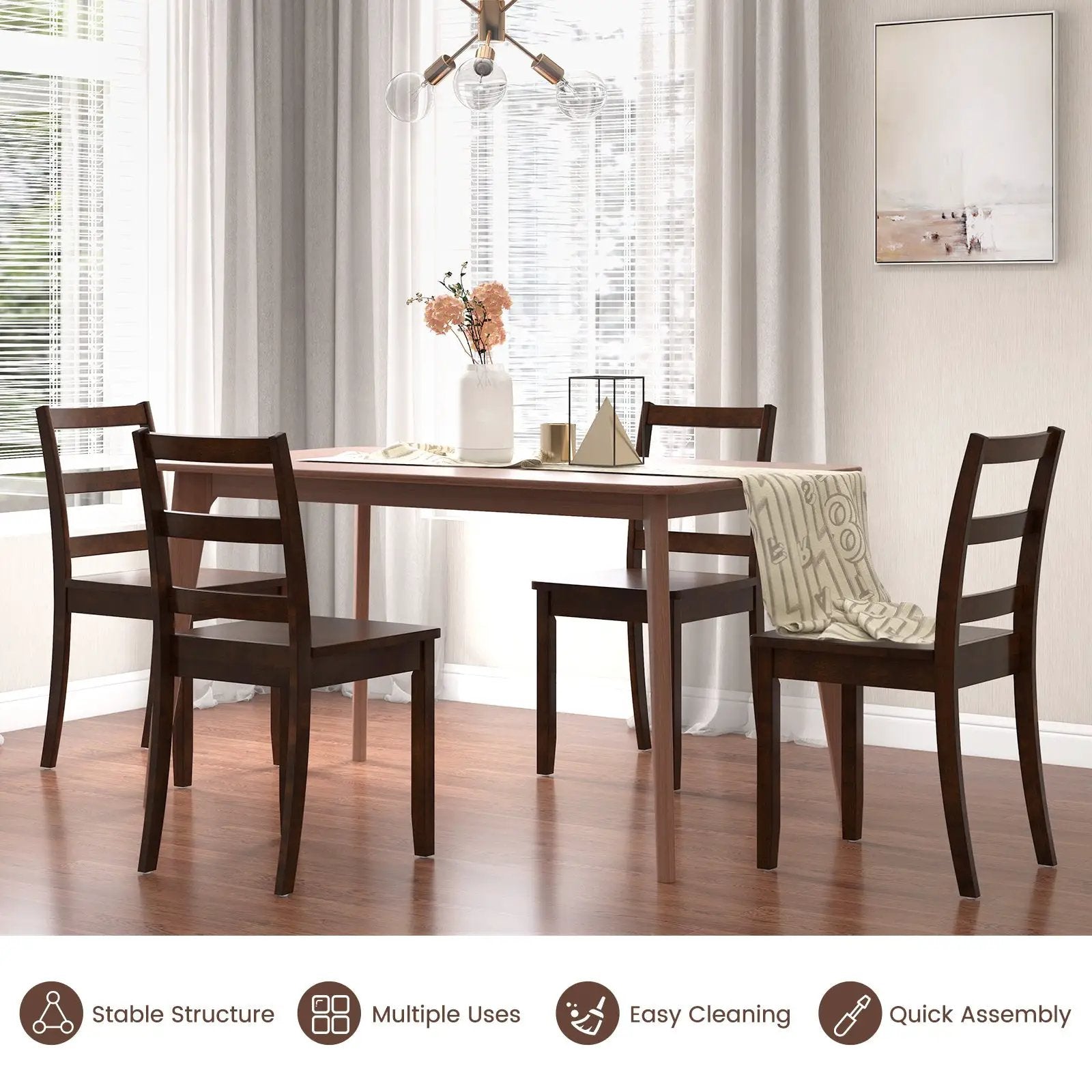 Set of 2 Wood Dining Chairs with Solid Rubber Wood Legs by DirectDeals