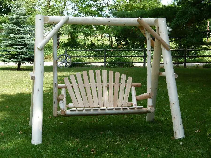 Wooden Porch Swing with Canopy by Cedar Creek Rustic Furniture