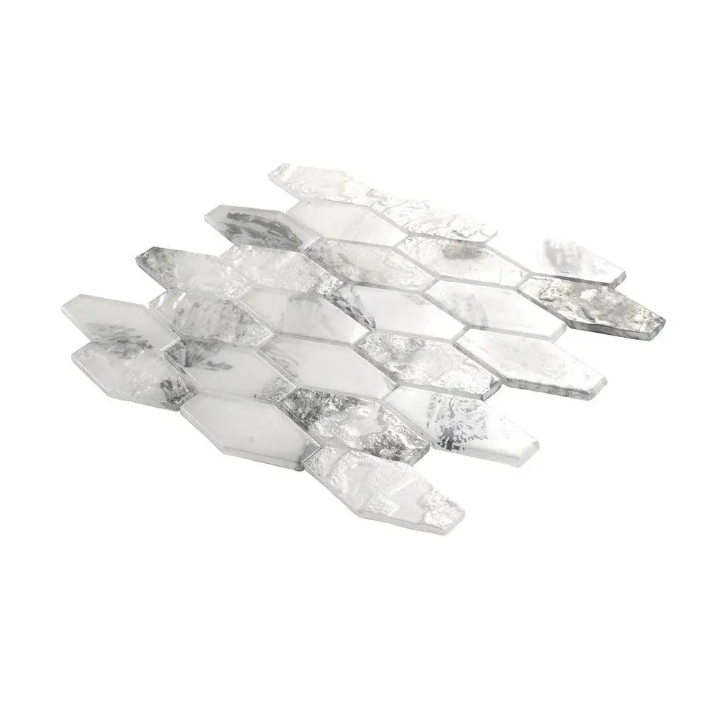White 11x12 Matte Elongated Hexagon Glass Mosaic Tile (10 pack, 8.6 sq ft/case) by Apollo Tile