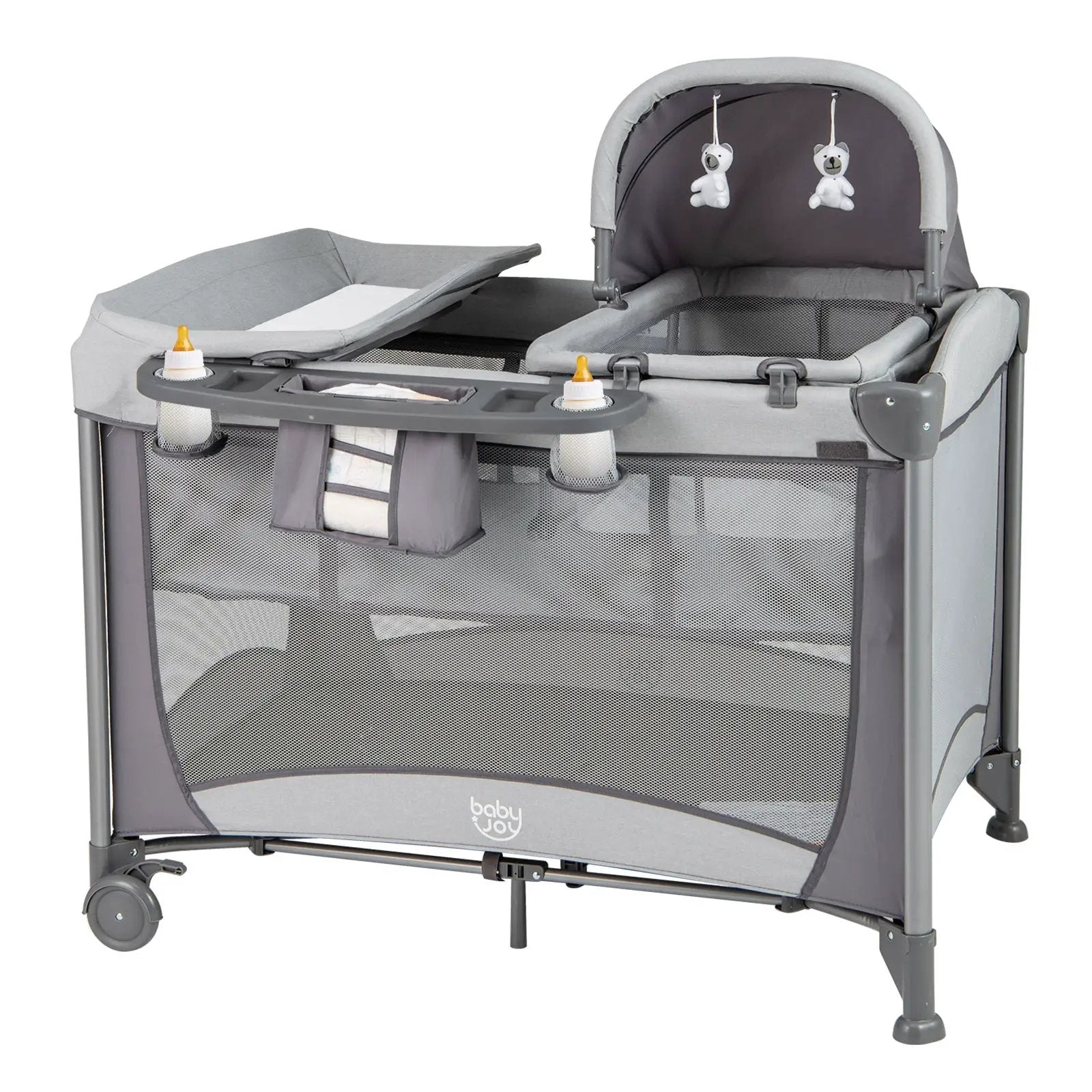 5-in-1 Portable Baby Playard with Cradle and Storage Basket by DirectDeals