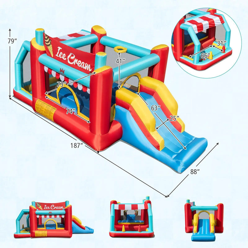 5-in-1 Ice Cream Inflatable Bounce House with Ball Pit and Slide without Blower by DirectDeals