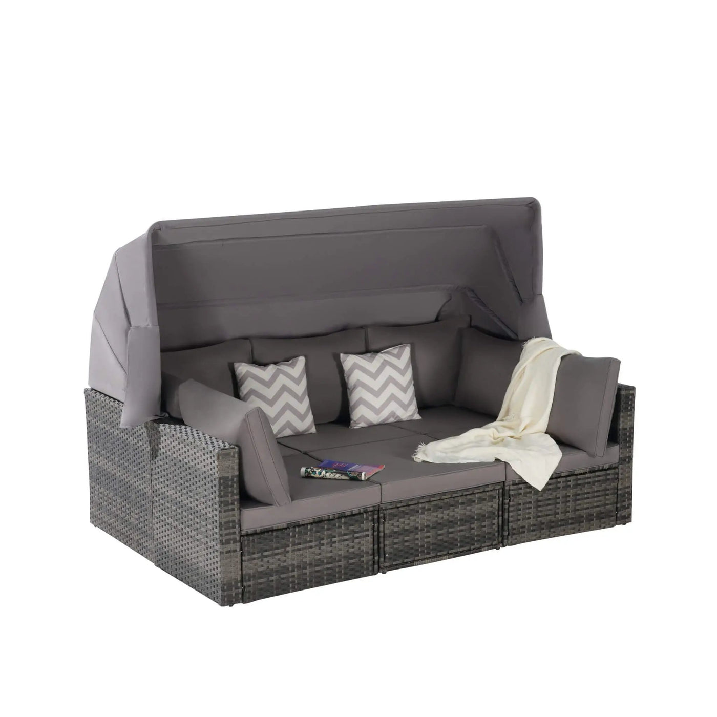 5-Piece Outdoor Patio Wicker Daybed Furniture Set With Retractable Canopy (SAK37816) by SAKSBY WHOLESALE