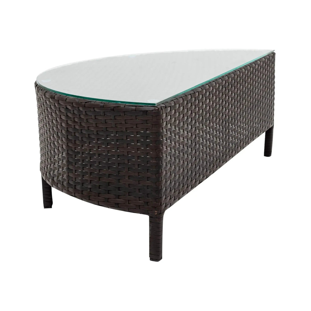 Alora Premium 5-Piece All-Weather Half-Moon Outdoor Rattan Wicker Patio Sectional Sofa Furniture Set With Tempered Glass Table (SAK32615) by SAKSBY WHOLESALE