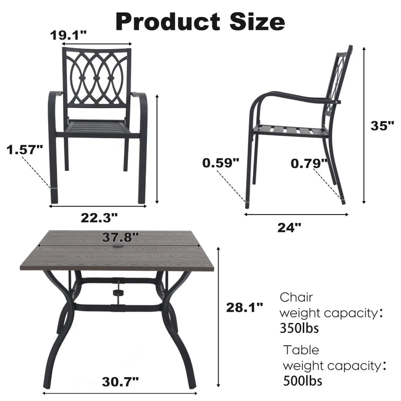 Alora 5-Piece Outdoor Dining Set With 4 Heavy-Duty Chairs And Square Table With Umbrella Hole [UMBRELLA NOT INCLUDED] (SAK93546) by SAKSBY WHOLESALE