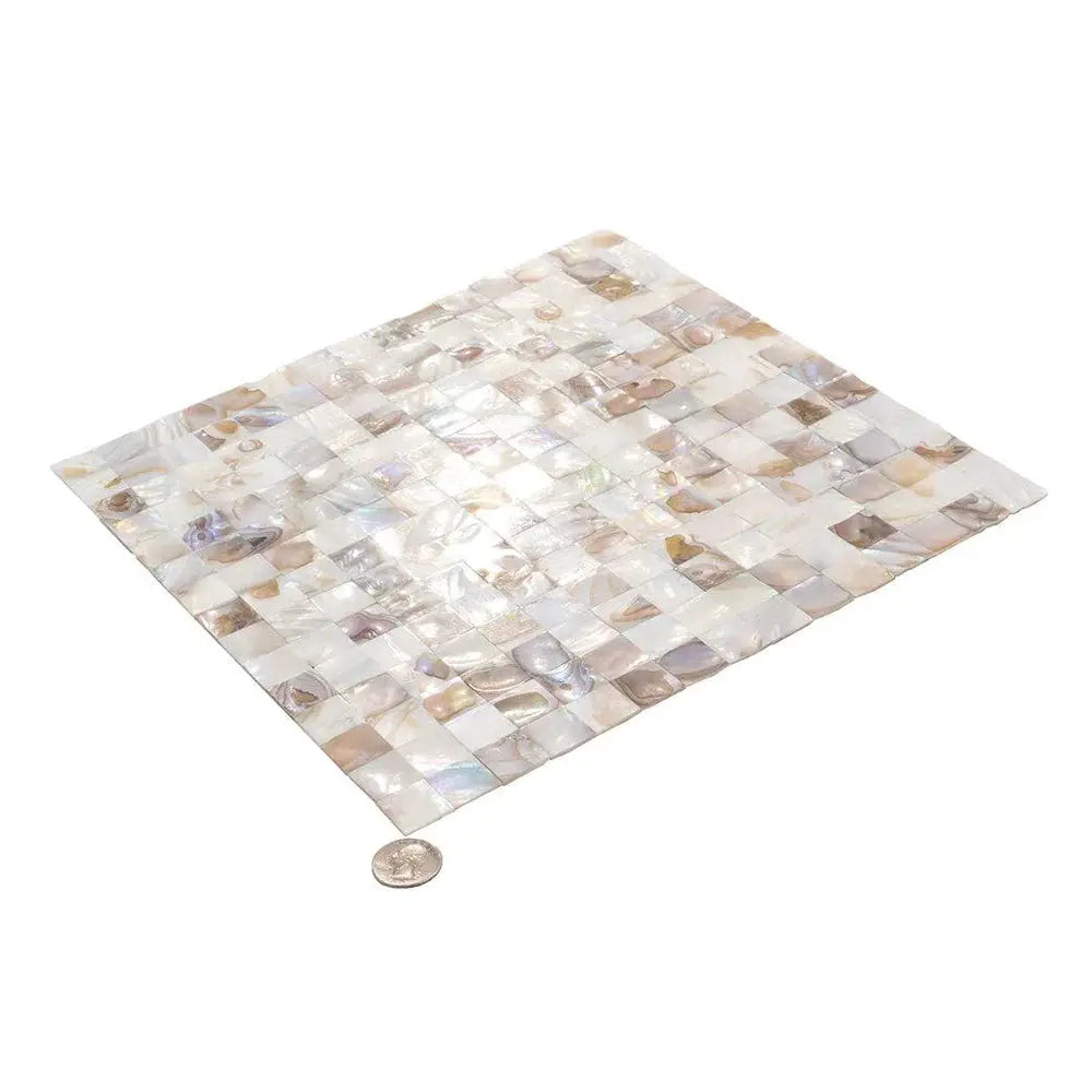 White Beige 12x12 Polished Square Shell Mother of Pearl Mosaic Tile (20 pack, 19.34 sq ft/case) by Apollo Tile