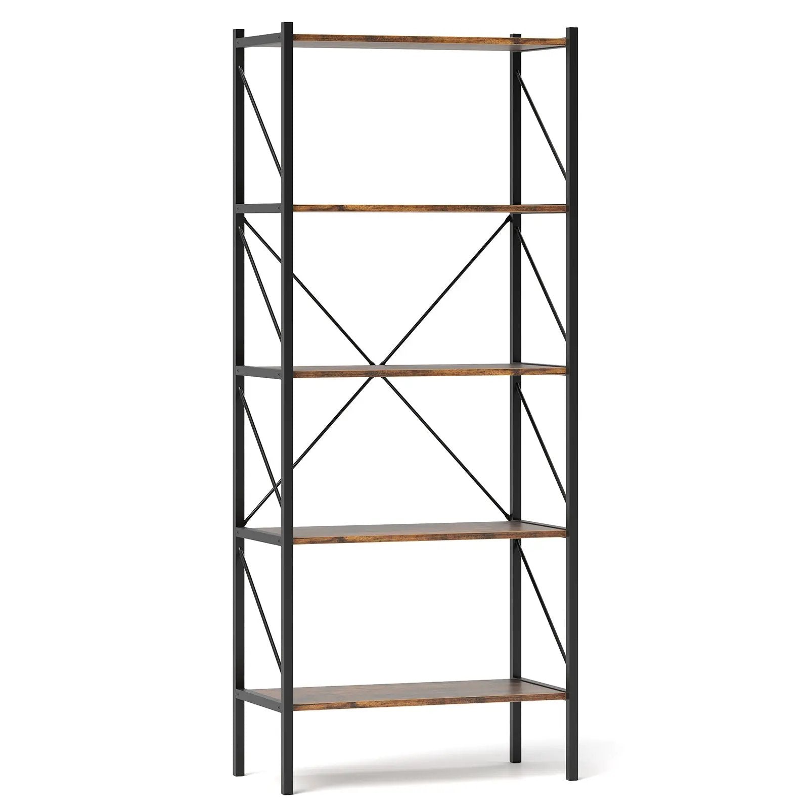 5-Tier Bookshelf with Open Shelves and Heavy Duty Metal Frame by DirectDeals