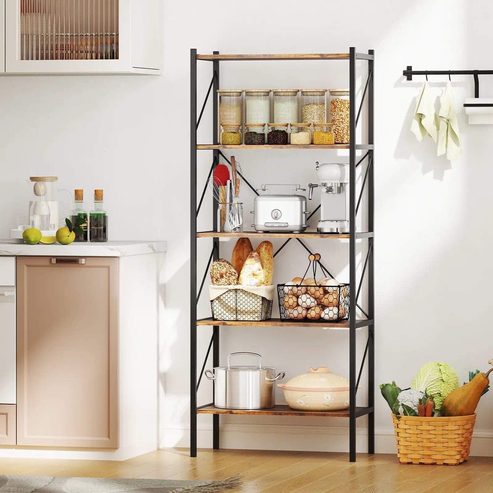 5-Tier Bookshelf with Open Shelves and Heavy Duty Metal Frame by DirectDeals