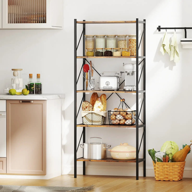5-Tier Bookshelf with Open Shelves and Heavy Duty Metal Frame by DirectDeals