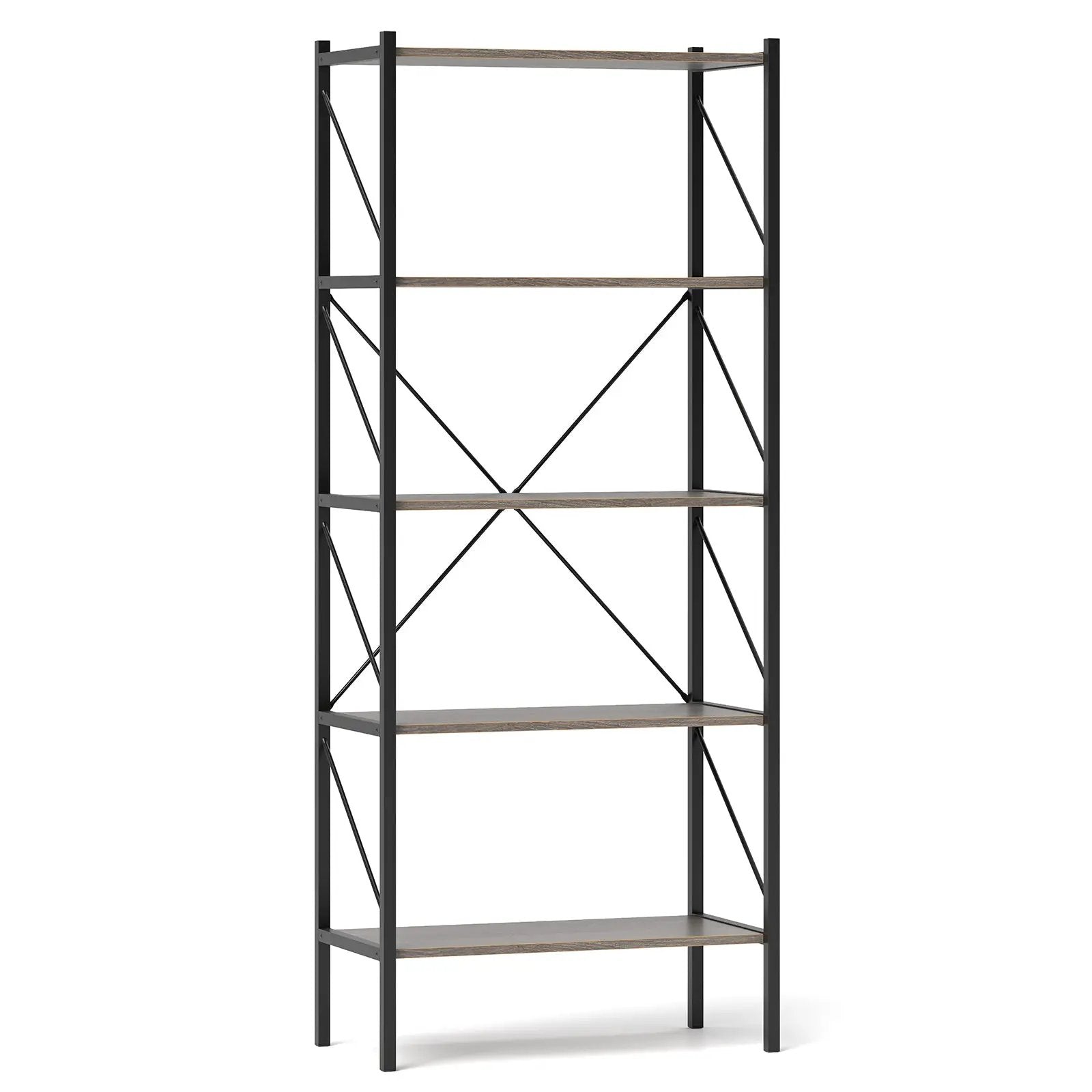 5-Tier Bookshelf with Open Shelves and Heavy Duty Metal Frame by DirectDeals