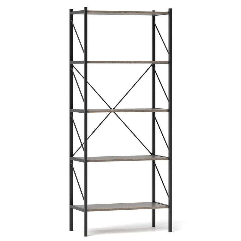 5-Tier Bookshelf with Open Shelves and Heavy Duty Metal Frame by DirectDeals