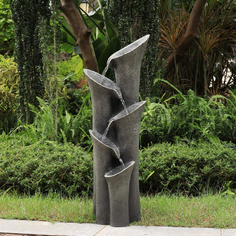 Resin Angled Pillar Outdoor Floor Fountain 39 in 14 lb, photo 2 of 9