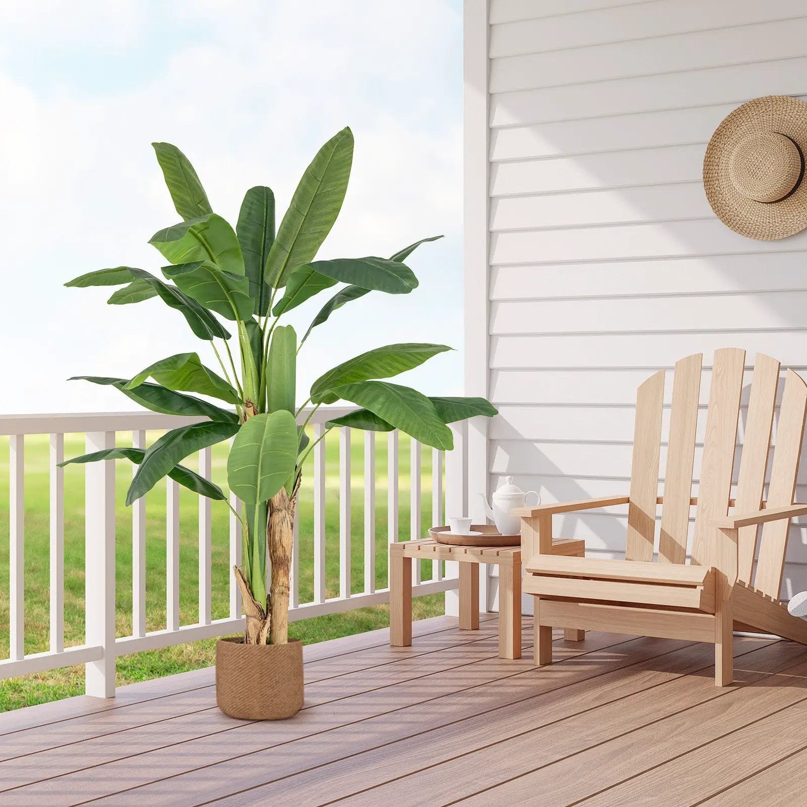 5.3 Feet Tall Bird of Paradise Artificial Plant Faux Banana Leaf Tree by DirectDeals