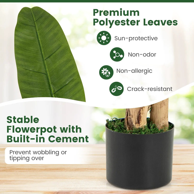 5.3 Feet Tall Bird of Paradise Artificial Plant Faux Banana Leaf Tree by DirectDeals