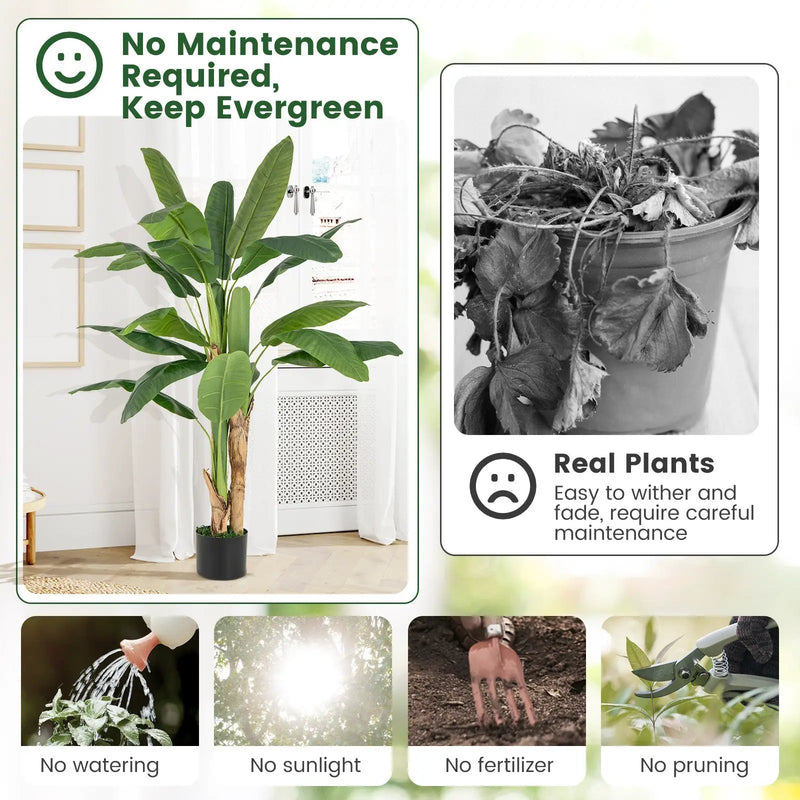 5.3 Feet Tall Bird of Paradise Artificial Plant Faux Banana Leaf Tree by DirectDeals