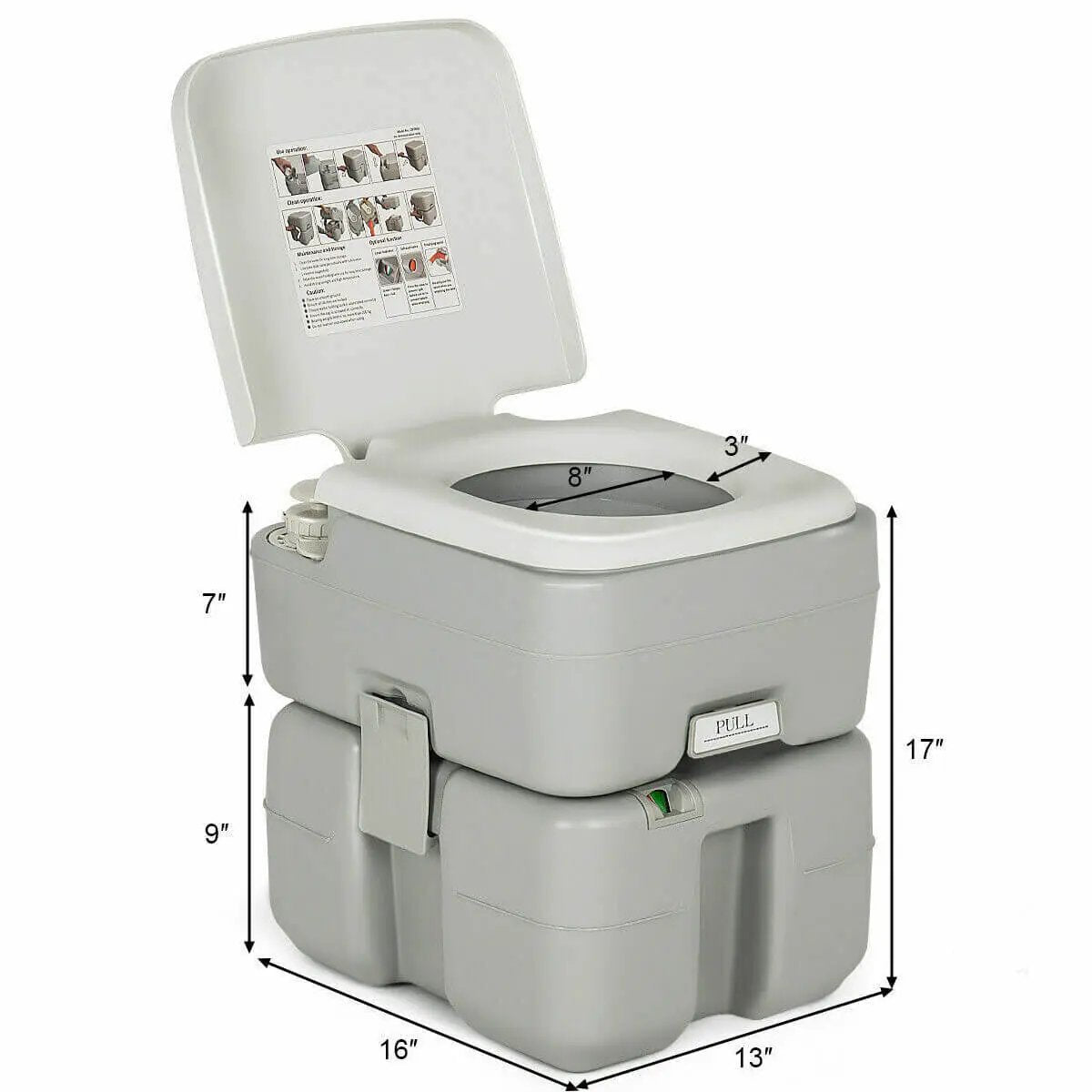 5.3 Gallon Portable Travel Toilet with Piston Pump Flush by DirectDeals
