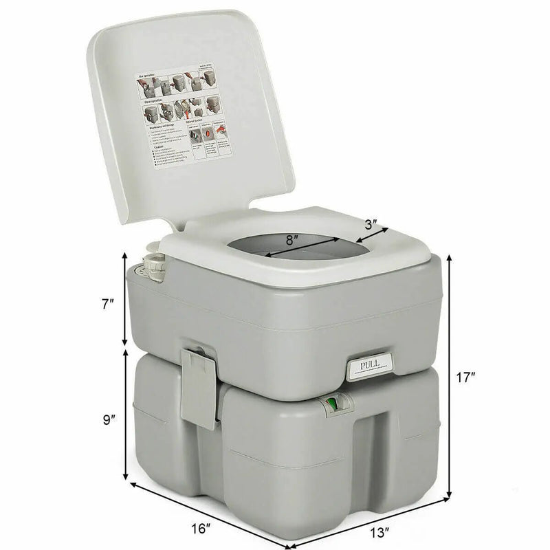 5.3 Gallon Portable Travel Toilet with Piston Pump Flush by DirectDeals