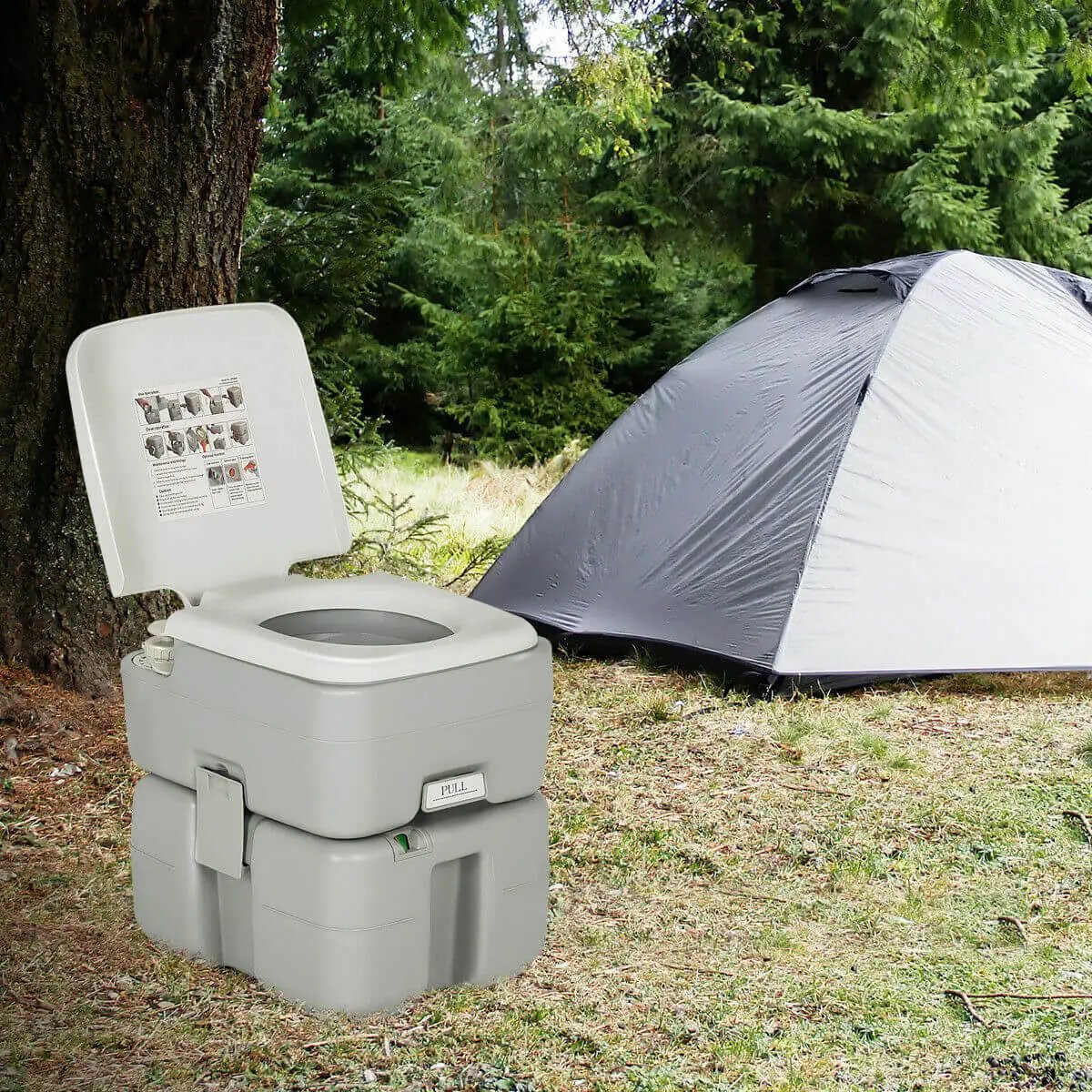 5.3 Gallon Portable Travel Toilet with Piston Pump Flush by DirectDeals