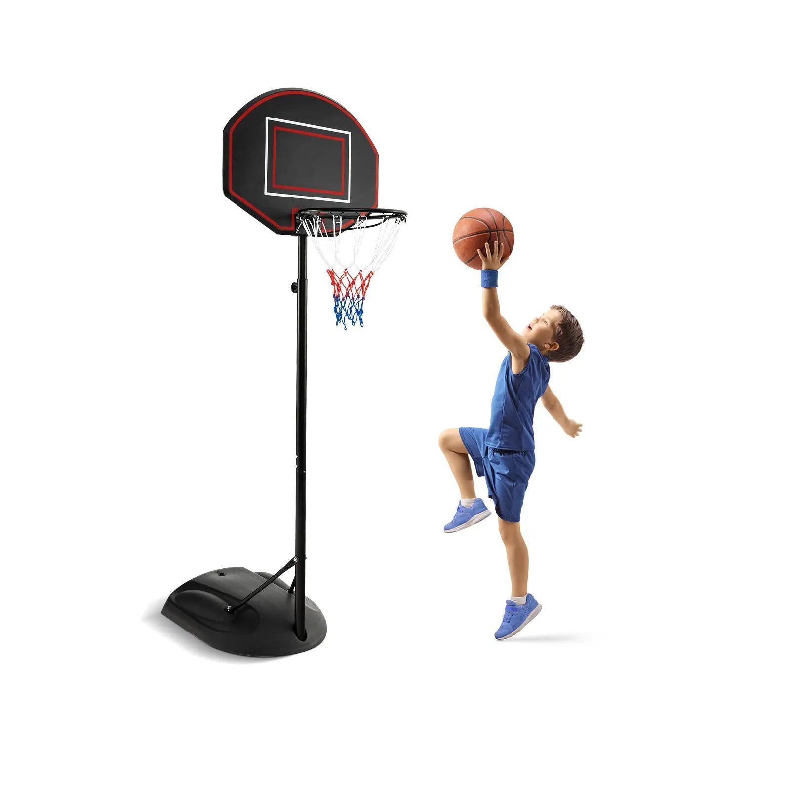 5.5 to 7.5 FT Adjustable Portable Basketball Hoop System with Anti-Rust Stand and Wheels by DirectDeals