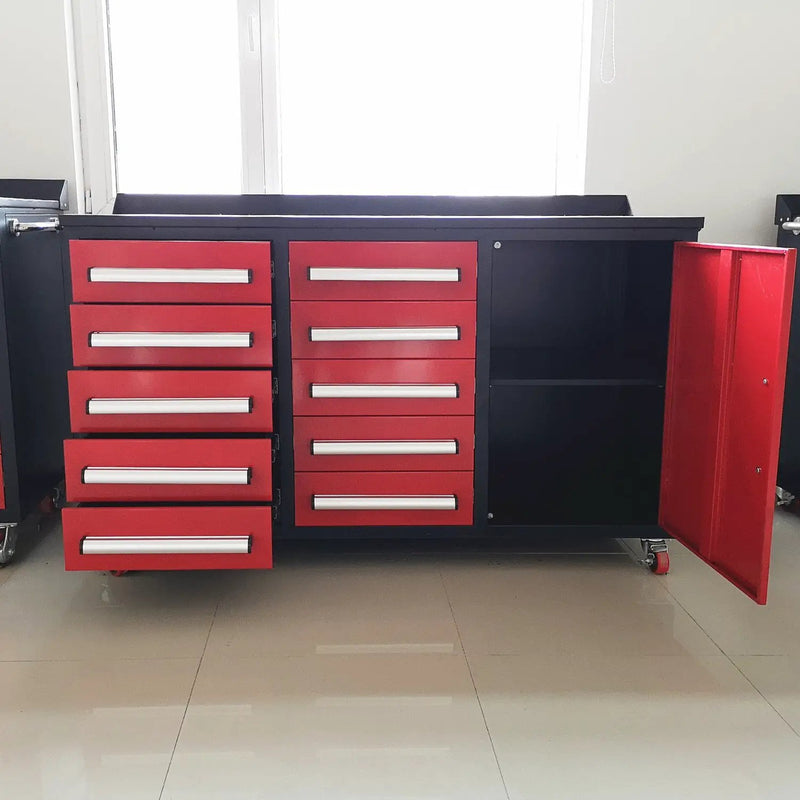 5.5ft Heavy Duty Mobile Workbench with Cabinet & 10 Drawers by Chery Industrial