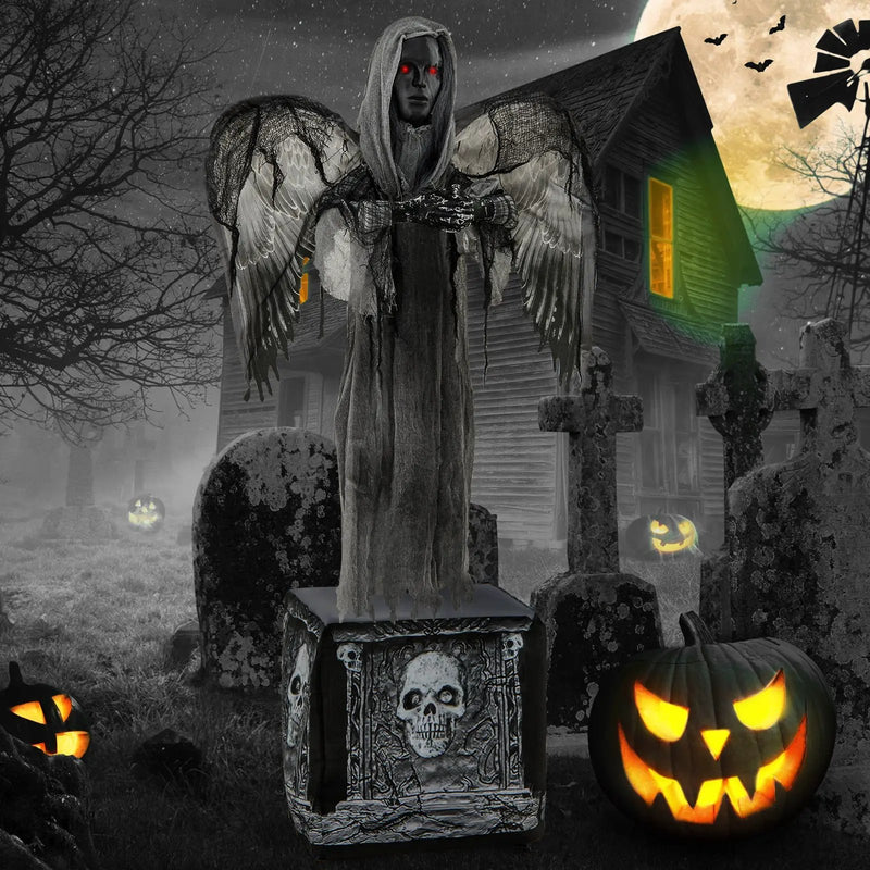 5.5ft Halloween Animatronic Decoration with Light Up Eyes and Shaking Wings by DirectDeals